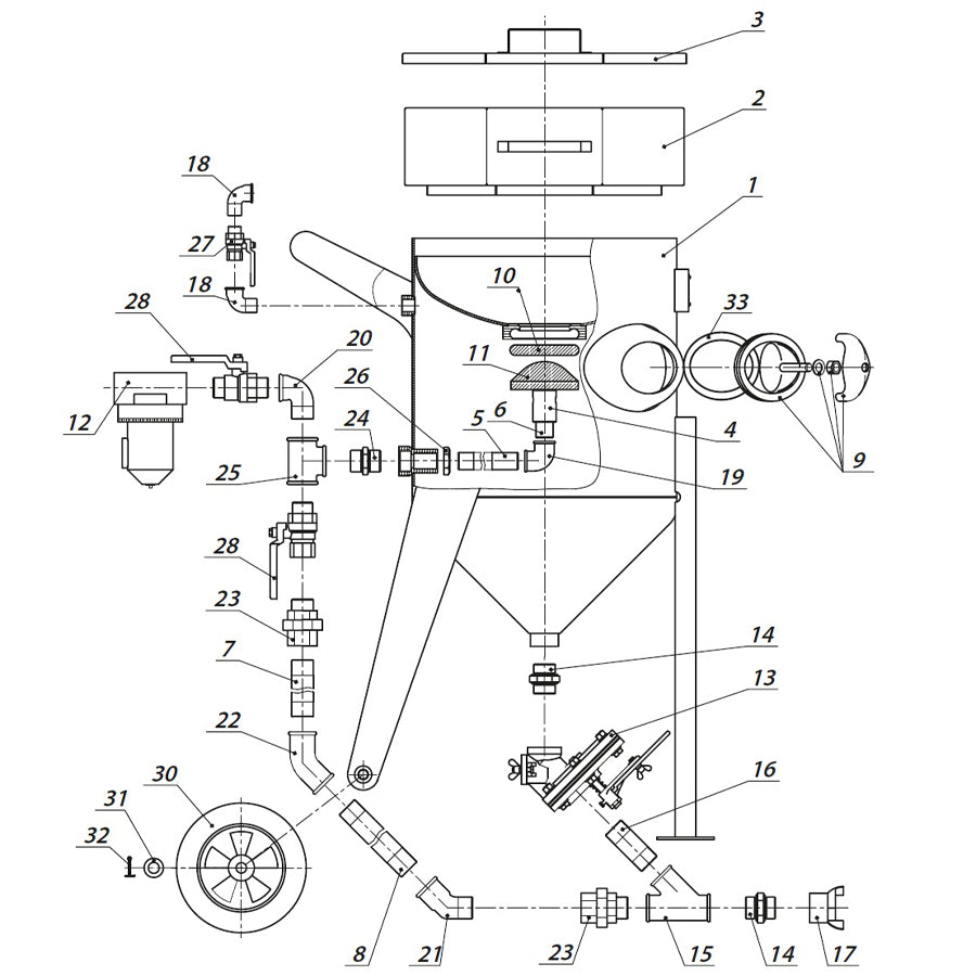 Spare Parts Contracor Pressure Blasting Device BlastRazor Z-200 (200 Liters)