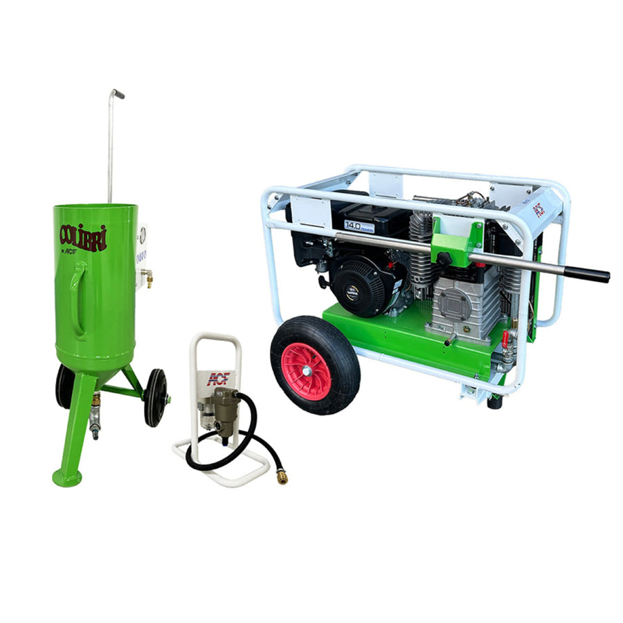 ACF Low Pressure Blasting Device Colibri, 8 Liter capacity, 0.5 to 7 bar blasting pressure, also available as a complete set with compressor