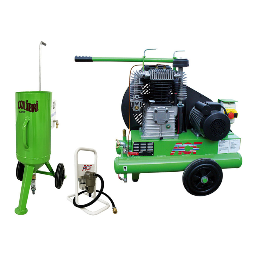 ACF Low Pressure Blasting Device Colibri, 8 Liter capacity, 0.5 to 7 bar blasting pressure, also available as a complete set with compressor