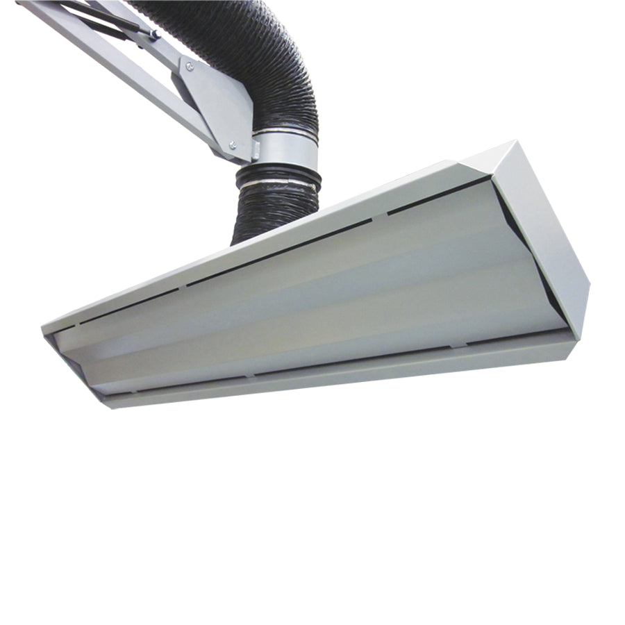 Gram Clean Air Extraction Arm with Swiveling Extraction Hood LE, Wall Bracket and Swivel Joint, Powder Coated Steel Pipe Ø 200 mm, Lengths from 3 to 6 m