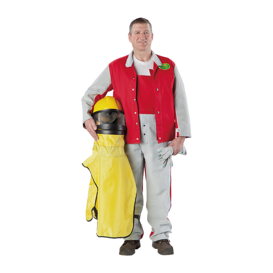 Clemco Blaster Pants and Blaster Jacket with Leather Trim Red, Leather and Cotton, in Size XS-XL