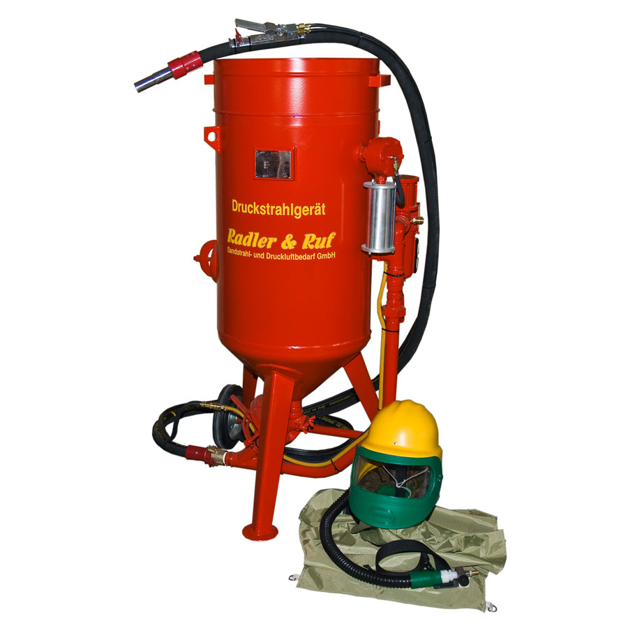 Radler & Ruf Pressure Blasting Device 140 Liters, also available as a complete set with Blast Hose Set and Sandblasting Nozzle