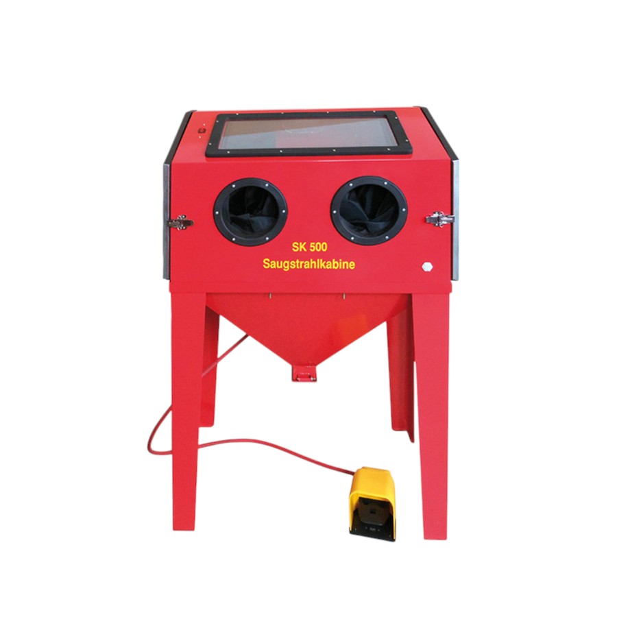 Radler & Ruf Saugstrahlkabine SK-500 mit Profi-Strahlkopf und Hartmetall-Strahldüse Ø 8 mm, optional mit Filteranlage