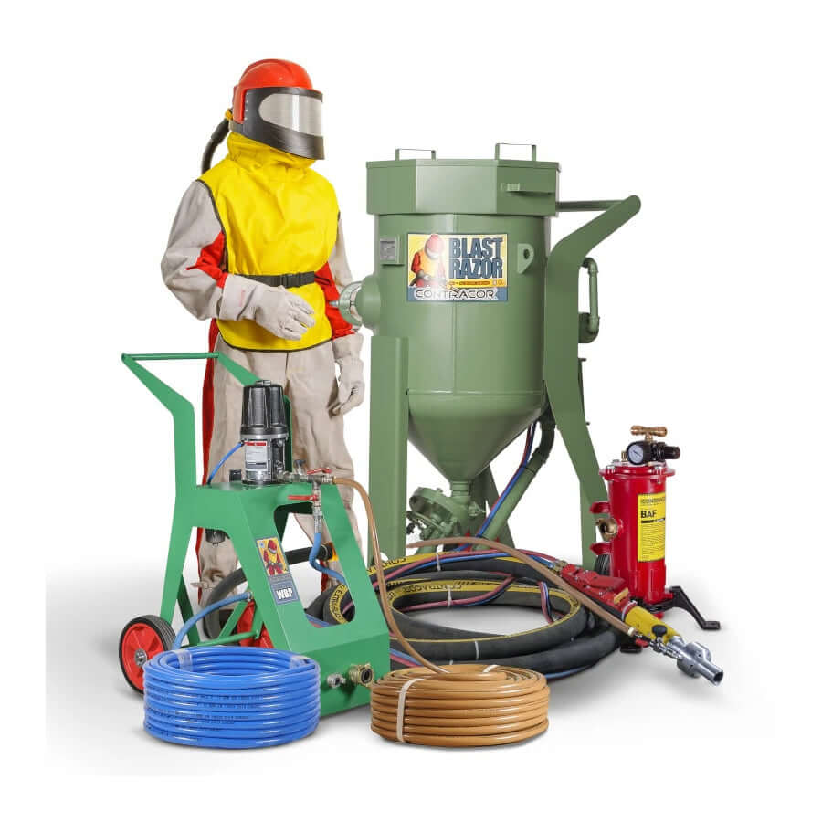 Druckstrahlgerät Blastrazor Nass-Strahlsystem-100 (100 Liter) Wet Blast, Komplettset mit Schutzausrüstung