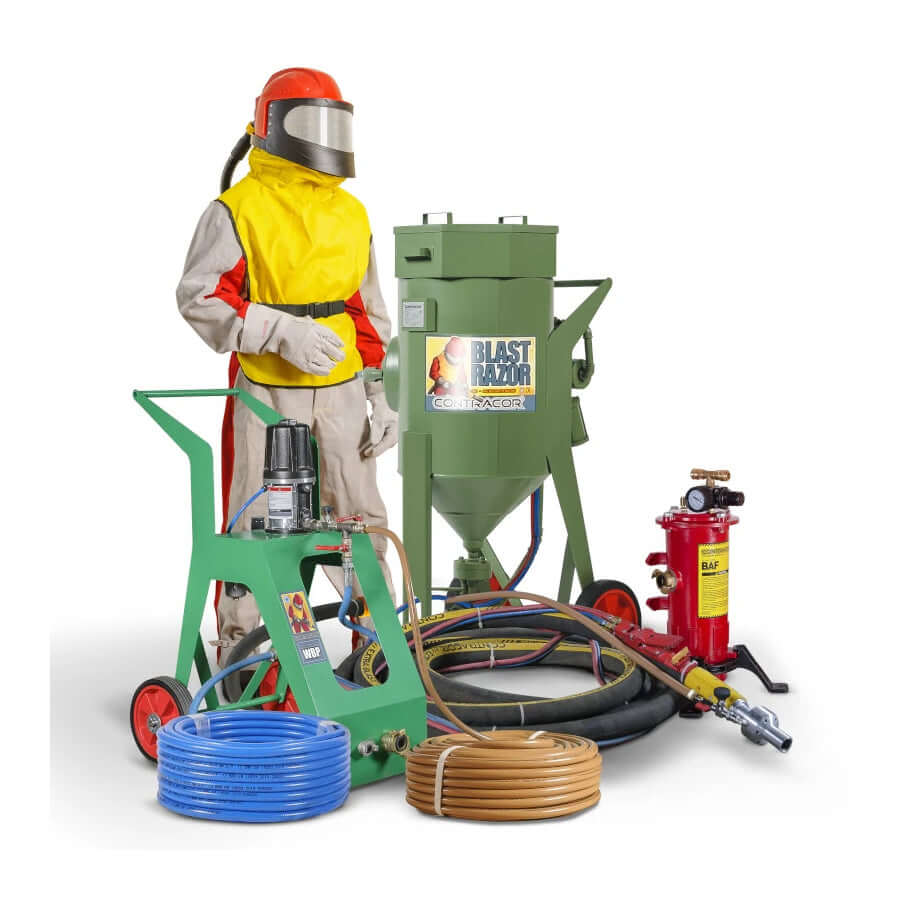 Druckstrahlgerät Blastrazor Nass-Strahlsystem-50 (50 Liter) Wet Blast, Komplettset mit Schutzausrüstung