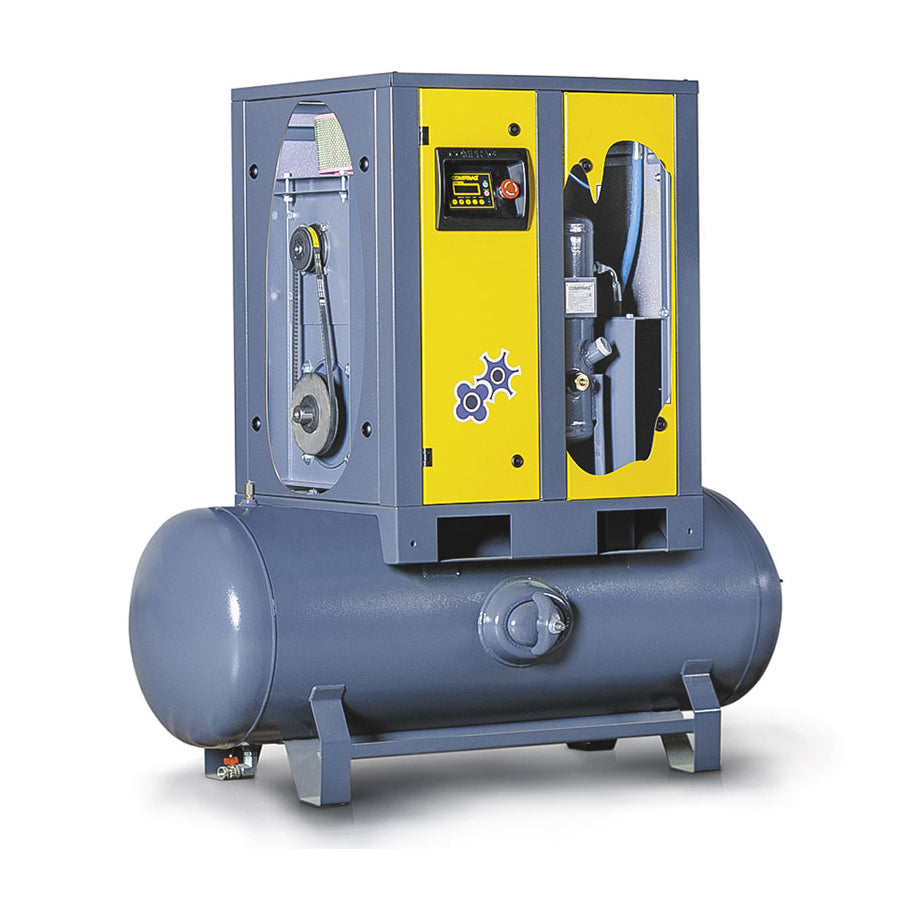 Comprag Screw Compressor FR-Series, 11 kW Drive Power, 270/500 Liter Compressed Air Tank, 1.4/1.6 m³/min Flow Rate, 8/10 bar max. Operating Pressure