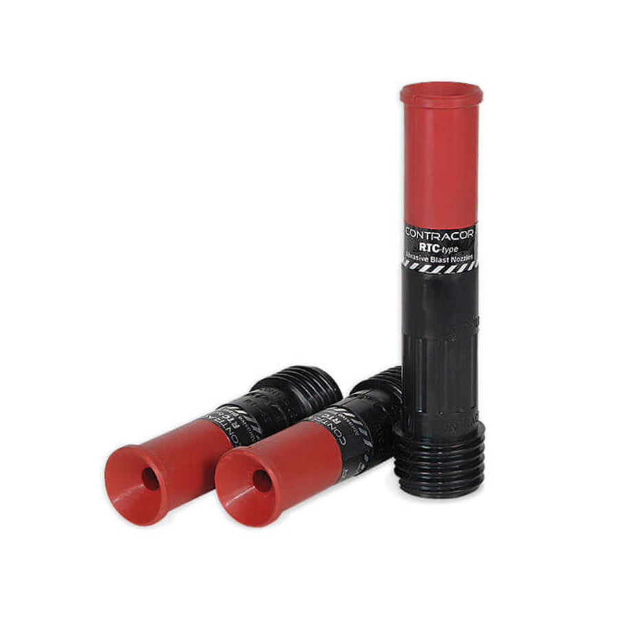 Contracor Venturi Sandblasting Nozzle RTC, Tungsten Carbide (TC), long, 50 mm coarse thread, nozzle opening 6.5 to 12.5 mm