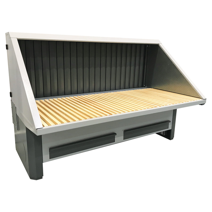 Gram Clean Air Extraction Table UFH-E-BS-ISO, Electric Height Adjustment, Additional Extraction through Rear Wall, Ceiling, Side Walls (Insulated), Widths 1000 - 2000 mm, Depth 1100 mm, Various Table Tops