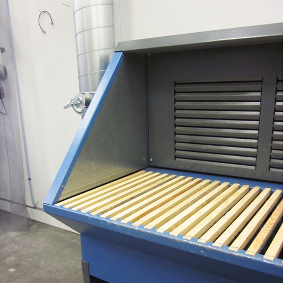 Gram Clean Air Extraction Table UFPR-BS-ISO with fan and back wall with extraction, ceiling and side walls, insulated, widths from 1000 to 3000 mm, depth 1000 or 1250 mm, various table tops