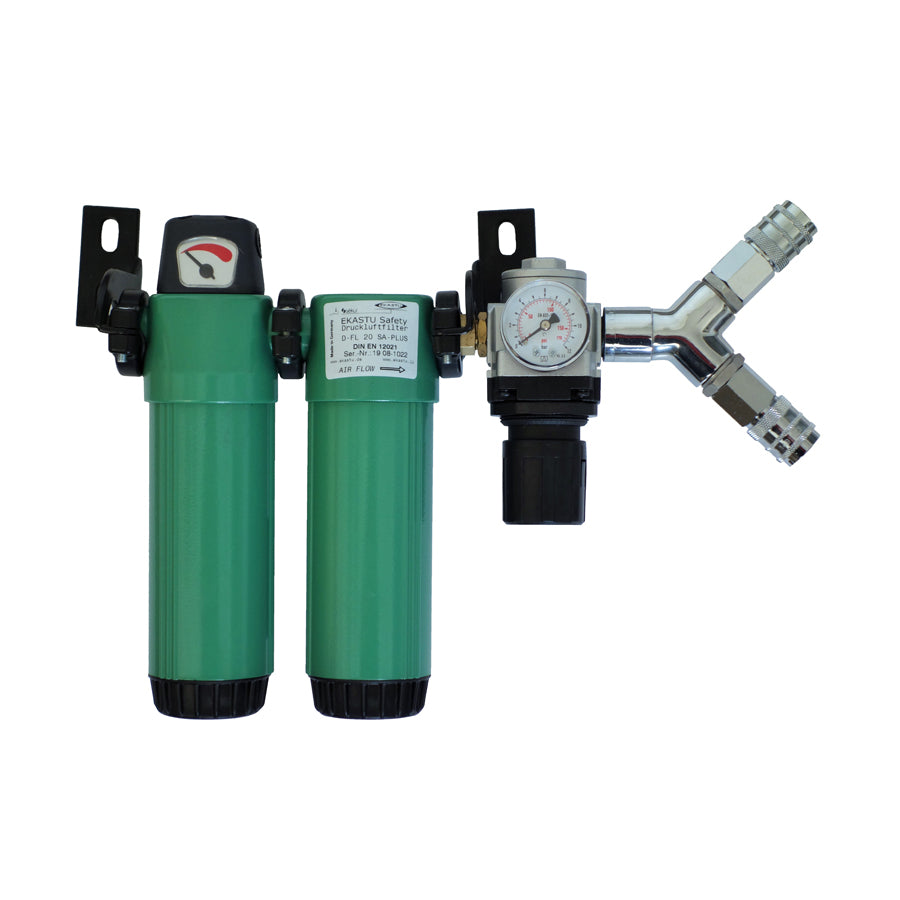 Ekastu Atemluftfilter D-FL 20 SA-PLUS, 2 Ausgänge, mit Druckregler und Atemluft-Filterpatronen (Submicro- und Aktivkohlefilter)