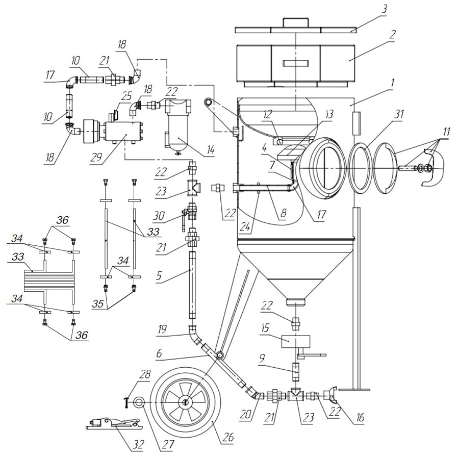 Spare Parts Contracor Pressure Blasting Device BlastRazor Z-25RC (25 Liters)