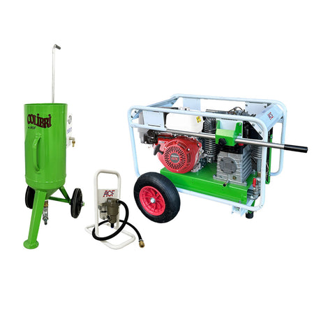 ACF Low Pressure Blasting Device Colibri, 8 Liter capacity, 0.5 to 7 bar blasting pressure, also available as a complete set with compressor