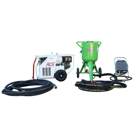 ACF Low Pressure Blasting Device Calao, 24 or 50 Liter capacity, 1.5 to 7 bar blasting pressure, also available as a complete set with compressor