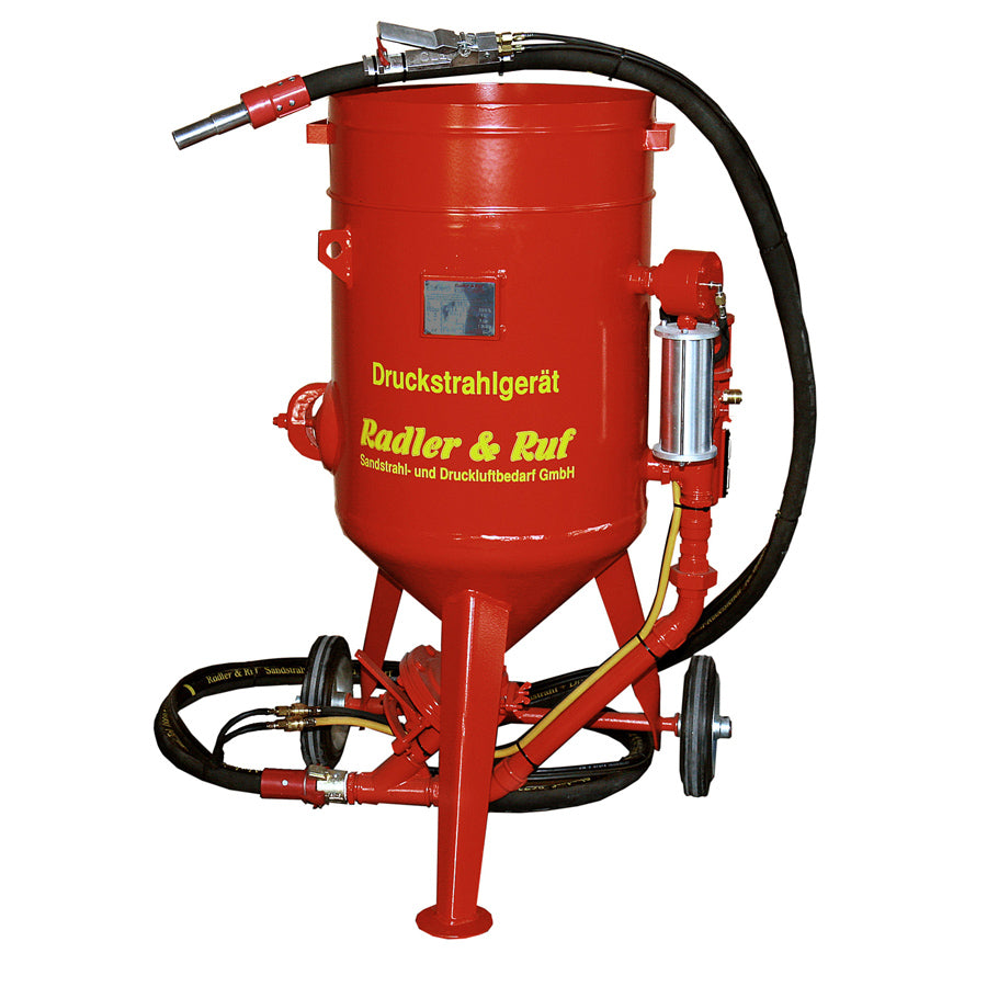 Radler & Ruf Pressure Blasting Device 100 Liters, also available as a complete set with Blast Hose Set and Sandblasting Nozzle