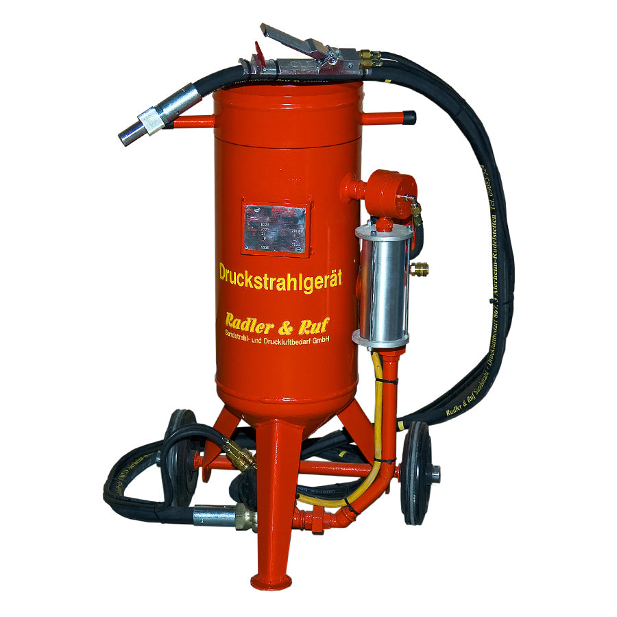 Radler & Ruf Pressure Blasting Device 24 Liters, also available as a complete set with Blast Hose Set and Sandblasting Nozzle