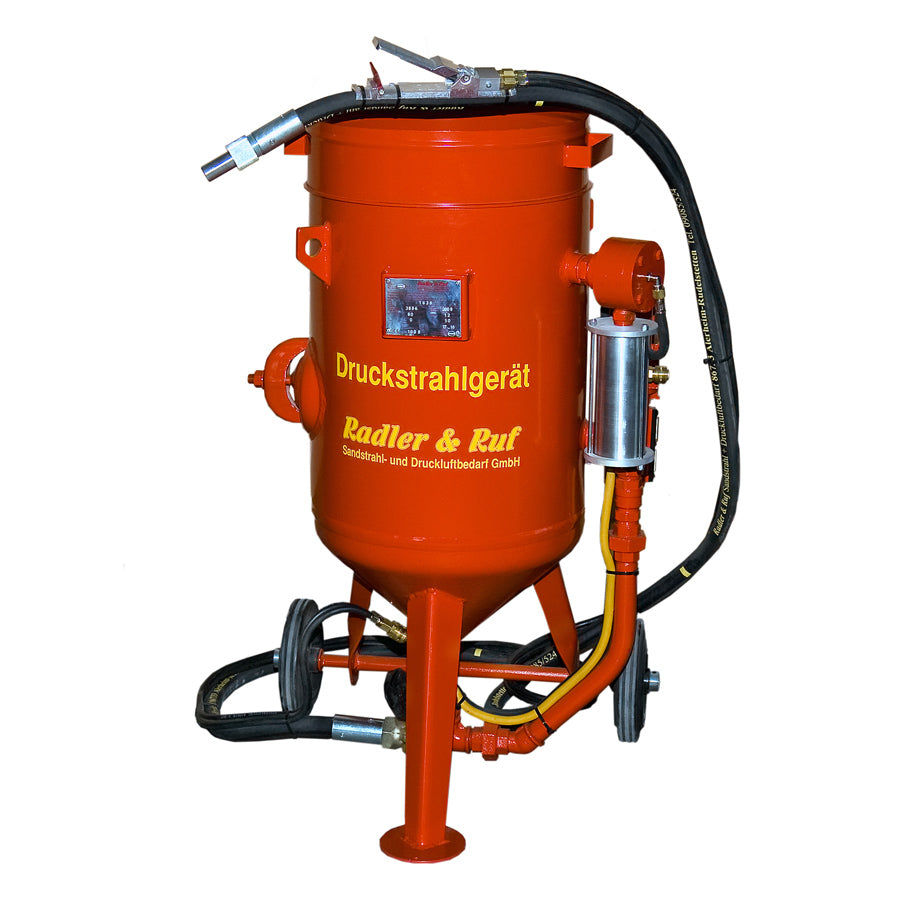 Radler & Ruf Pressure Blasting Device 60 Liters, also available as a complete set with Blast Hose Set and Sandblasting Nozzle