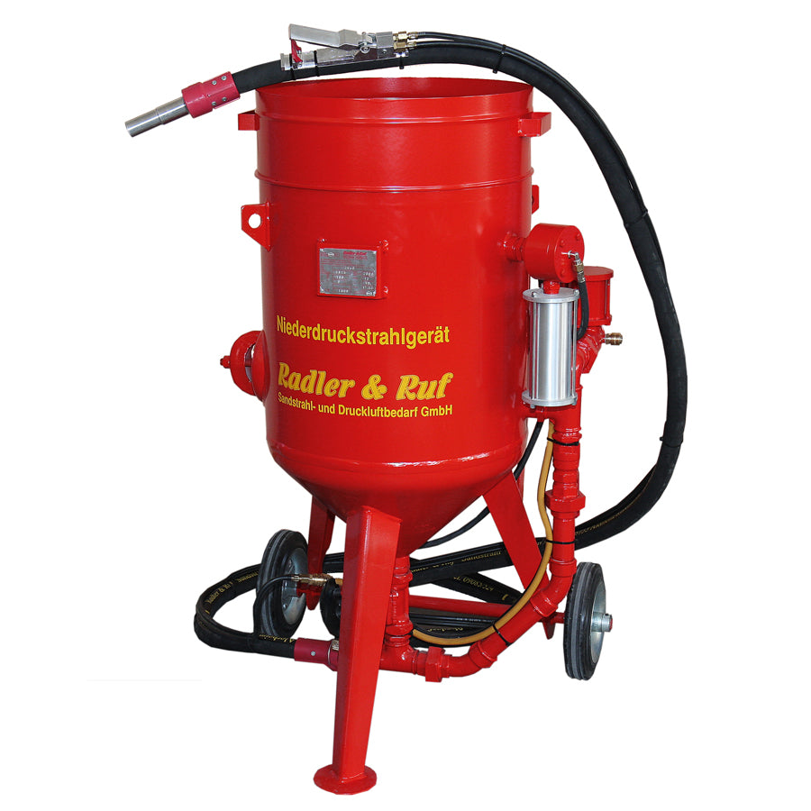 Radler & Ruf Pressure Blasting Device 100/140/200 Liters, also available as a complete set with Blast Hose Set and Sandblasting Nozzle
