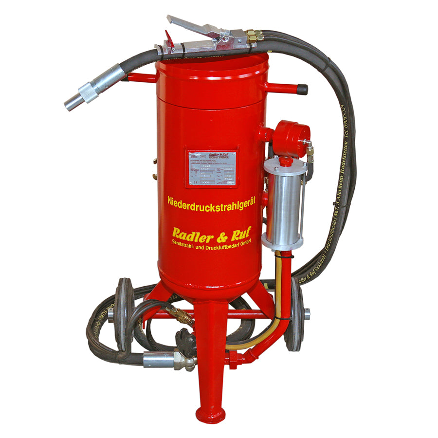 Radler & Ruf Low Pressure Blasting Device 24 Liters, also available as a complete set with Blast Hose Set and Sandblasting Nozzle