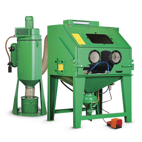 Contracor Pressure Blast Cabin ECO-PF with filter system, automatic filter cleaning, pass-through openings and rubber lining, 4 sizes