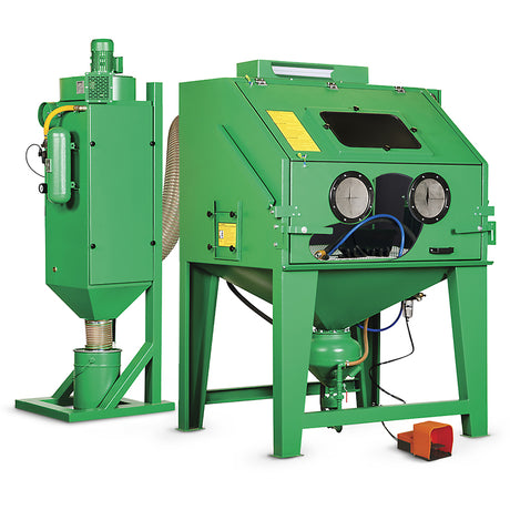 Contracor Pressure Blast Cabin ECO-PL with stronger filter, automatic filter cleaning, pass-through openings and rubber lining, 4 sizes