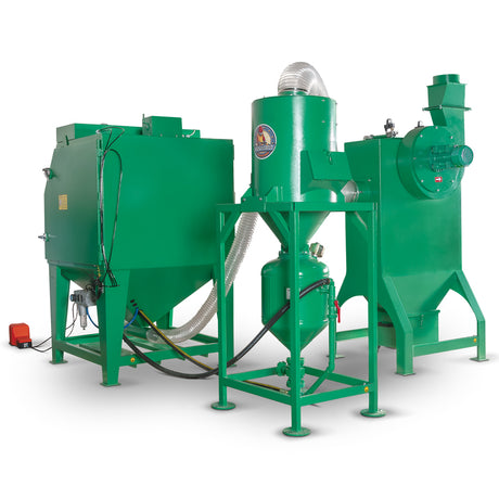 Contracor pressure blasting cabin MBR-P with filter system including automatic filter cleaning and abrasive preparation, 2 sizes