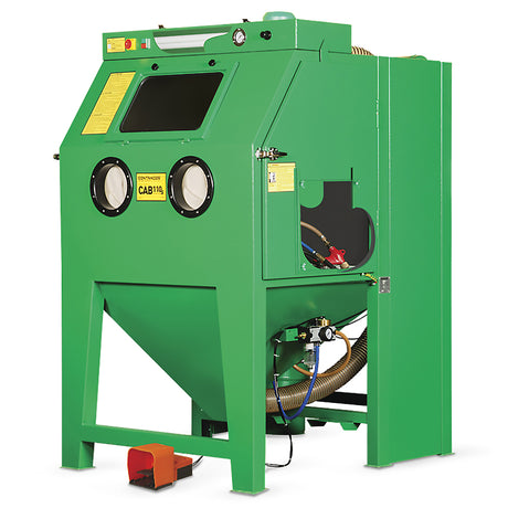 Contracor Suction Blast Cabin CAB-SD with automatic filter cleaning, abrasive preparation, side door openings, rubber lining, 2 sizes