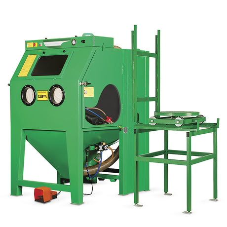 Contracor Suction Blast Cabin CAB-ST with automatic filter cleaning, abrasive preparation, mobile rotating table, rubber lining, 2 sizes