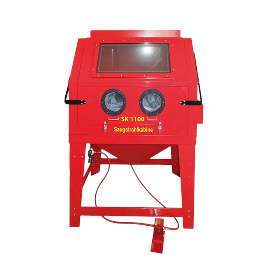 Radler & Ruf Saugstrahlkabine SK-1100 mit Profi-Strahlkopf und Hartmetall-Strahldüse Ø 8 mm, optional mit Filteranlage