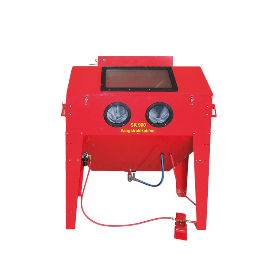 Radler & Ruf Saugstrahlkabine SK-900 mit Profi-Strahlkopf und Hartmetall-Strahldüse Ø 8 mm, optional mit Filteranlage