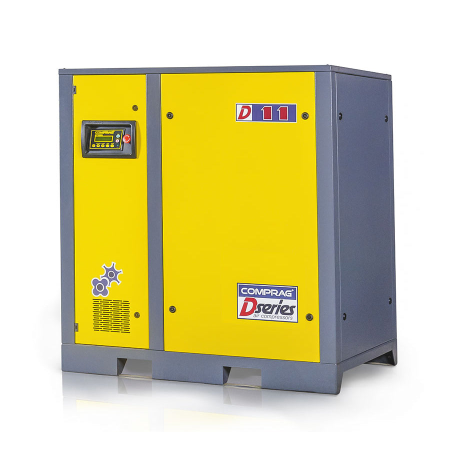 Comprag Screw Compressor D Series, 1:1 Direct Drive, 11 kW Drive Power, 1.3/1.5 m³/min Flow Rate, 8/10 bar Max. Operating Pressure
