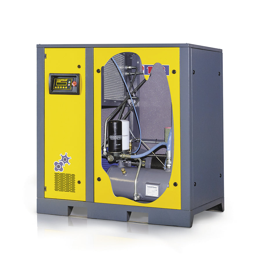 Comprag Screw Compressor DV Series, 1:1 Direct Drive, Speed Controlled, 11 kW Drive Power, 1.3/1.5 m³/min Flow Rate, 8/10 bar Max. Operating Pressure