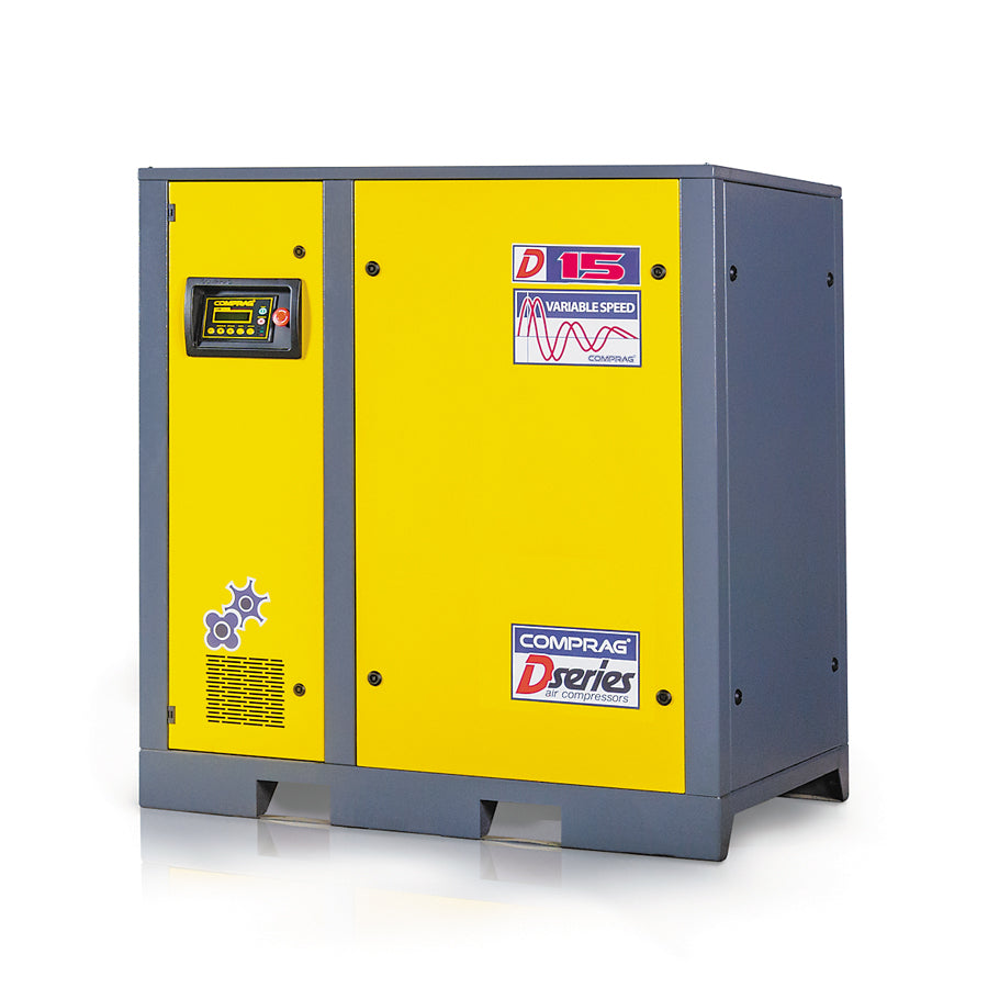 Comprag Screw Compressor DV Series, 1:1 Direct Drive, Speed Controlled, 15 kW Drive Power, 2.1/2.3 m³/min Flow Rate, 8/10 bar Max. Operating Pressure