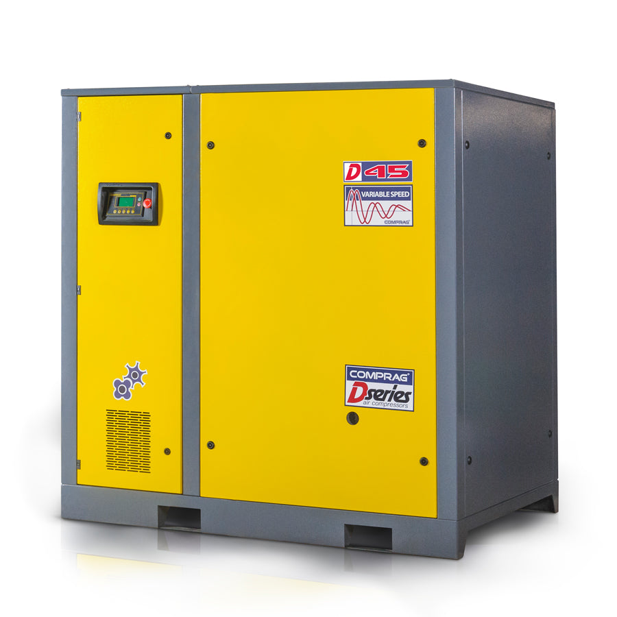 Comprag Screw Compressor DV Series, 1:1 Direct Drive, Speed Controlled, 45 kW Drive Power, 6.2/7 m³/min Flow Rate, 8/10 bar Max. Operating Pressure