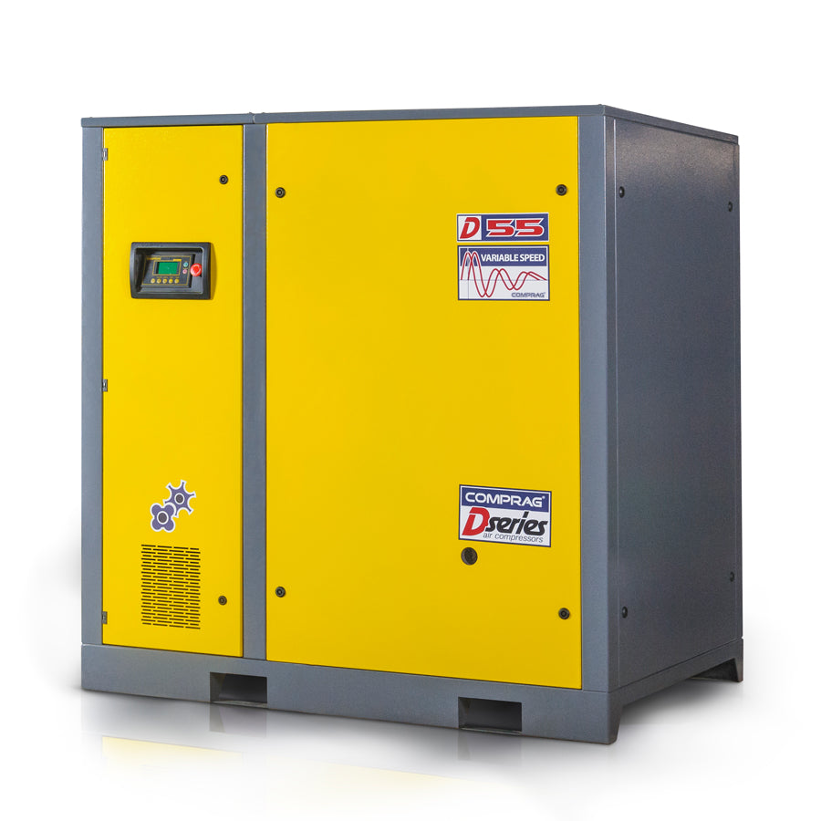 Comprag Screw Compressor DV Series, 1:1 Direct Drive, Speed Controlled, 55 kW Drive Power, 8.5/9.1 m³/min Flow Rate, 8/10 bar Max. Operating Pressure