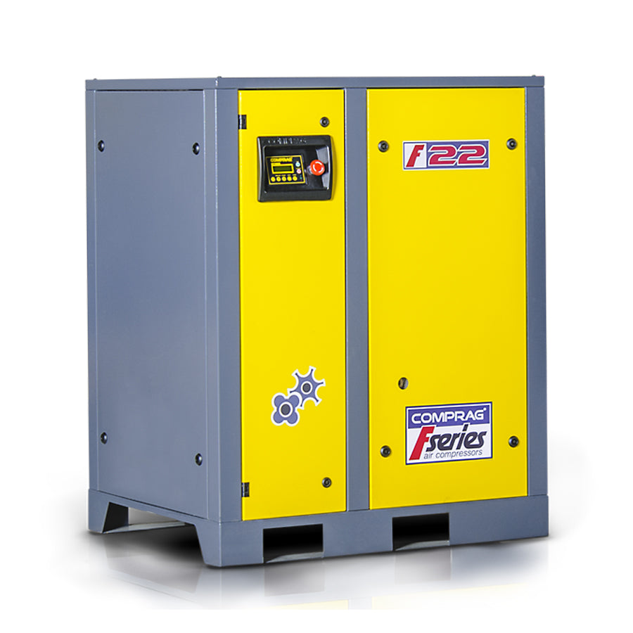 Comprag screw compressor F series, 22 kW drive power, 2.6/3/3.6 m³/min flow rate, 13, 10 or 8 bar max. operating pressure