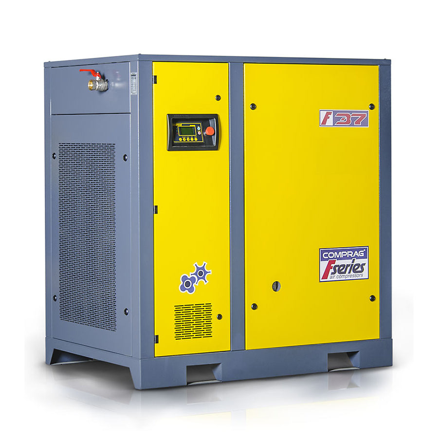 Comprag Schraubenkompressor F-Serie, 37 kW Antriebsleistung, 4,6/5,5/6,5 m³/min Volumenstrom, 13, 10 oder 8 bar max. Betriebsdruck