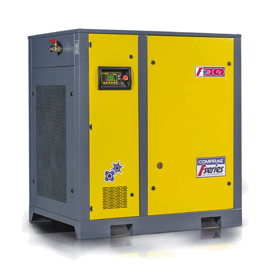 Comprag Schraubenkompressor F-Serie, 30 kW Antriebsleistung, 3,7/4,5/5 m³/min Volumenstrom, 13, 10 oder 8 bar max. Betriebsdruck