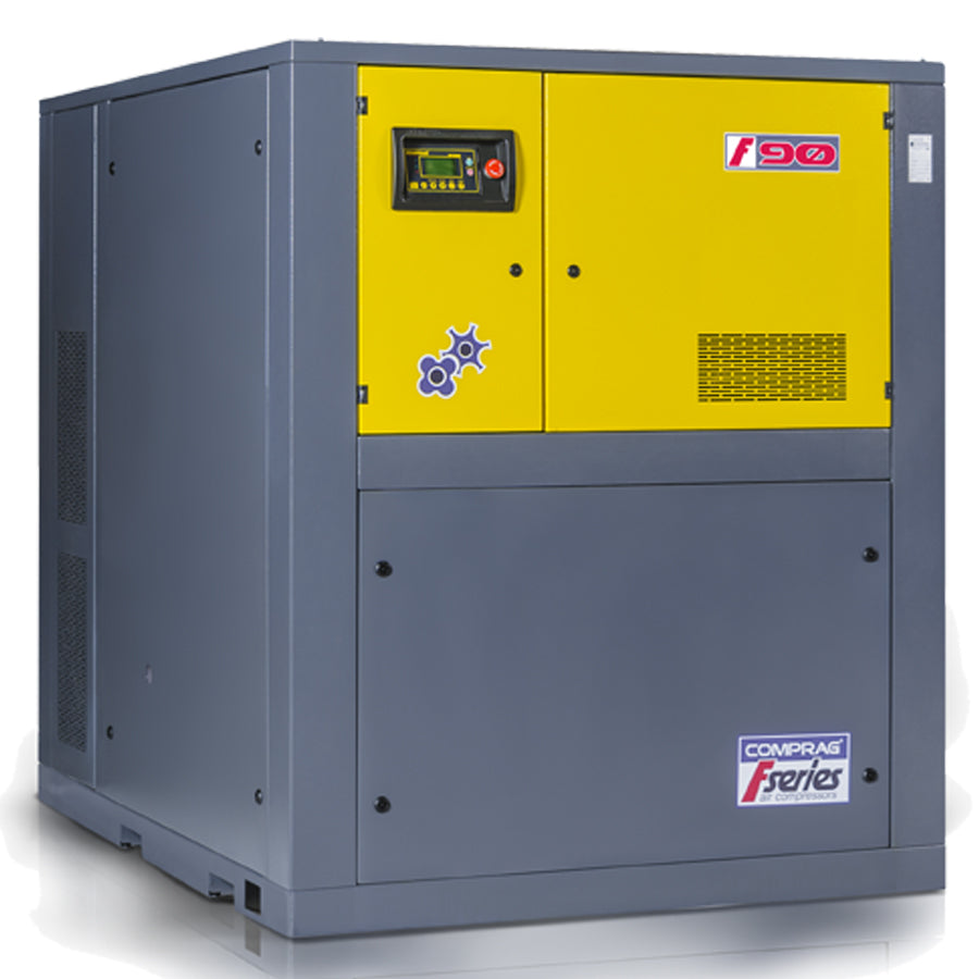 Comprag screw compressor F series, 90 kW drive power, 11.1/12.8/14.7 m³/min flow rate, 13, 10 or 8 bar max. operating pressure