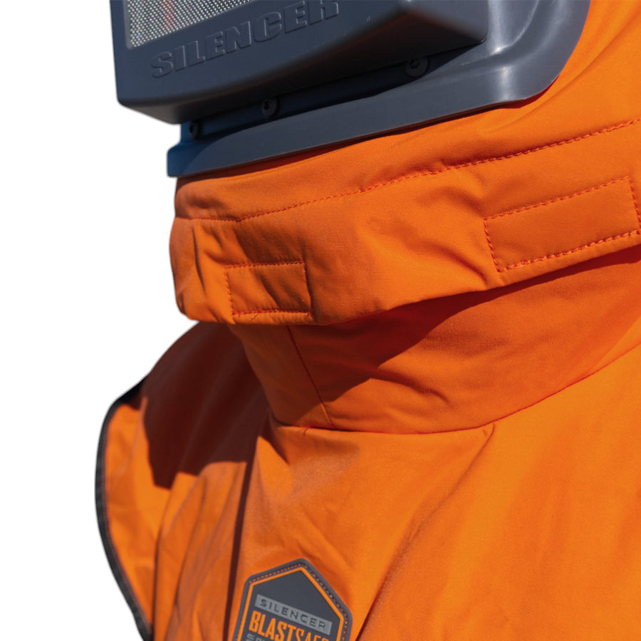 Silencer Sandblasting Helmet Blastsafe ORIGIN with integrated hearing protection, nylon cape and control valve, multiple variants