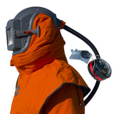 Silencer Sandblasting Helmet Blastsafe ORIGIN with integrated hearing protection, nylon cape and control valve, multiple variants
