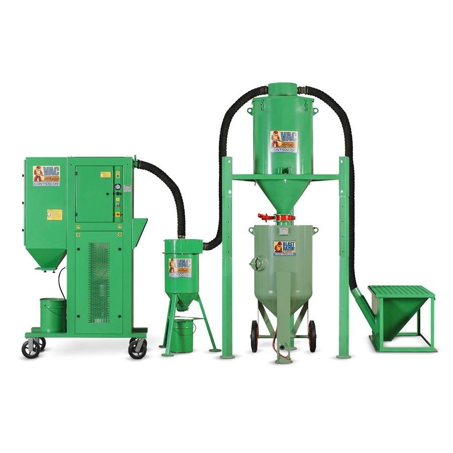 Contracor Abrasive Recovery System VAC-7HS with Storage Silo and Dust Pre-Separator CS-500, Complete Set